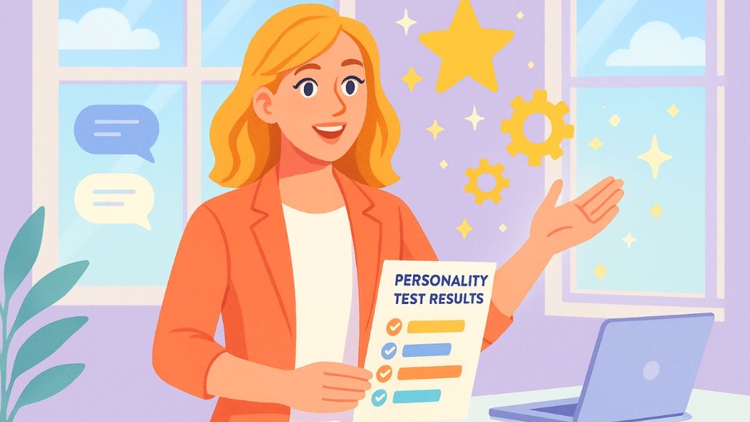 Professional presenting employment personality test results demonstrating benefits of proactive career assessment preparation.