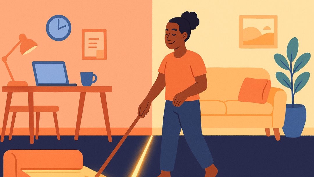 Woman setting work-life boundaries between office and home to prevent burnout.
