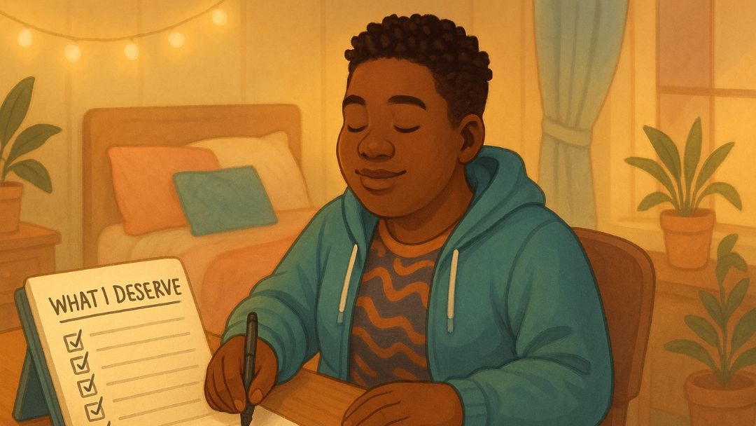 Person creating list of non-negotiables for healthy relationships.