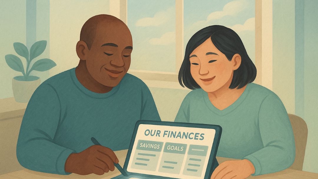 Couple discussing financial non-negotiables and goals together openly.