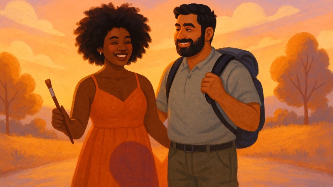 Happy couple with aligned relationship non-negotiables enjoying time together.