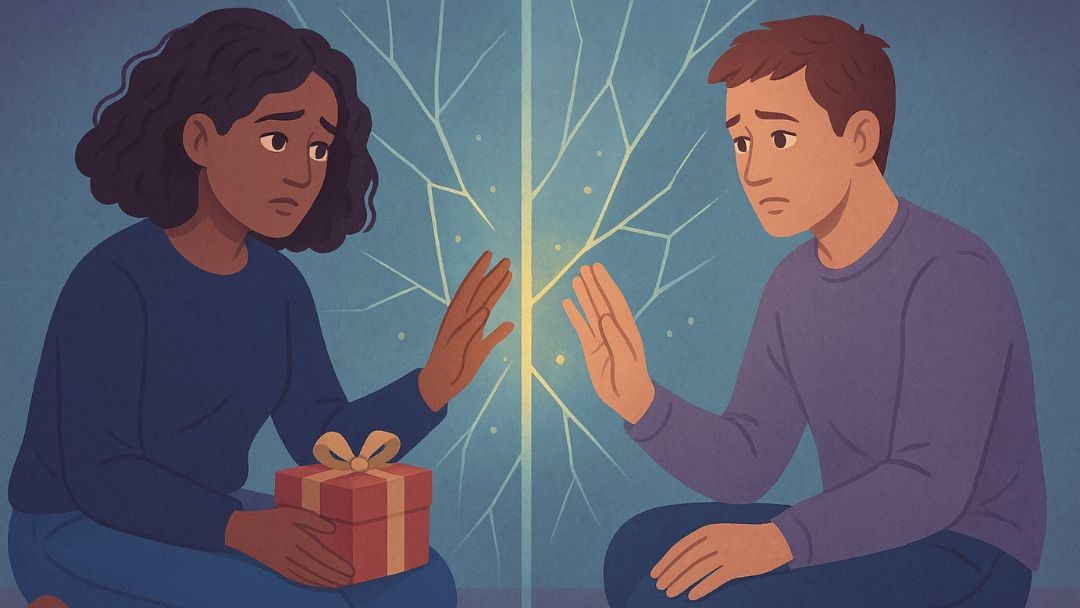 Couple separated by communication barrier illustrating why relationships are hard without connection.