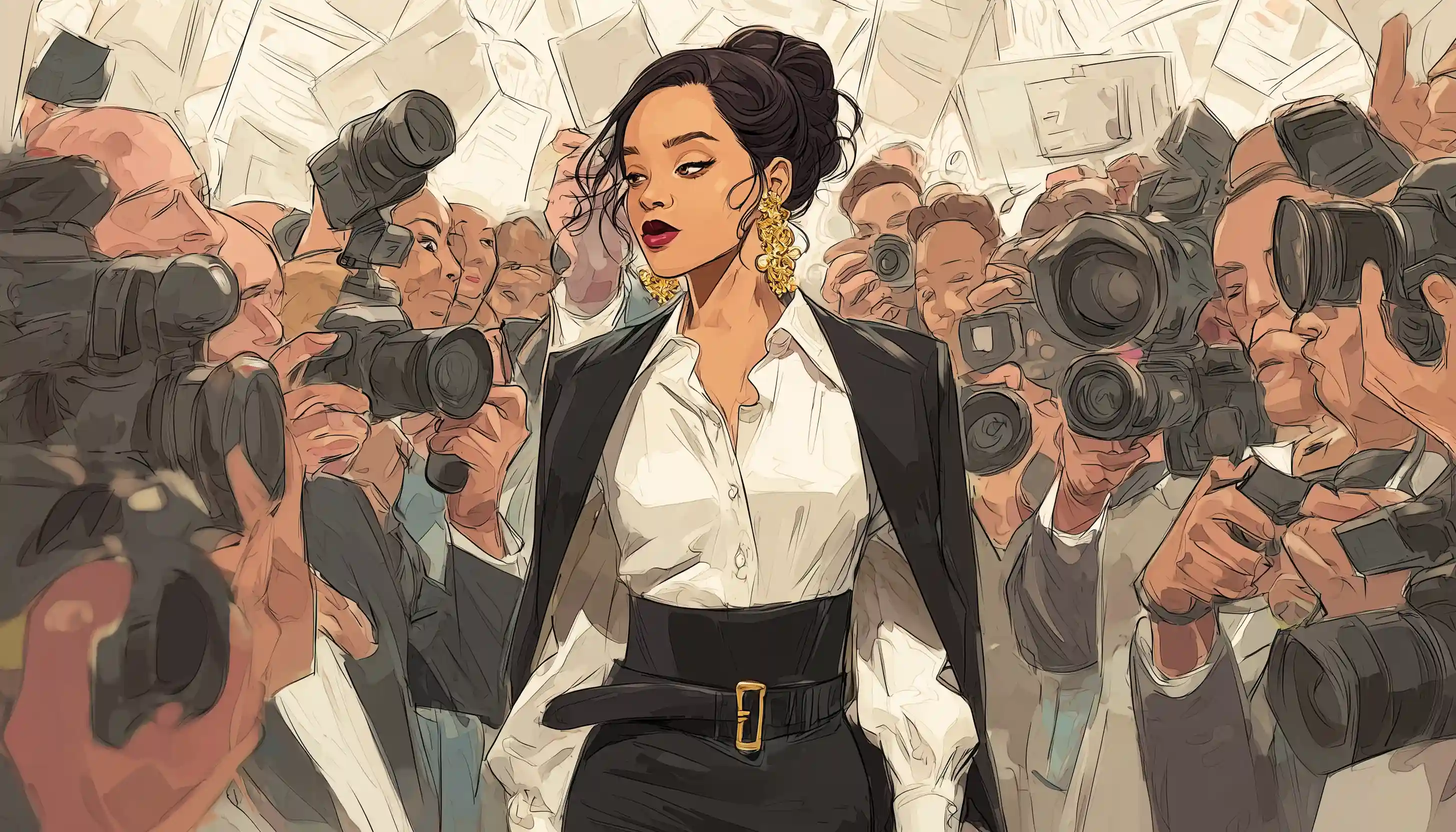 Rihanna in front of cameras