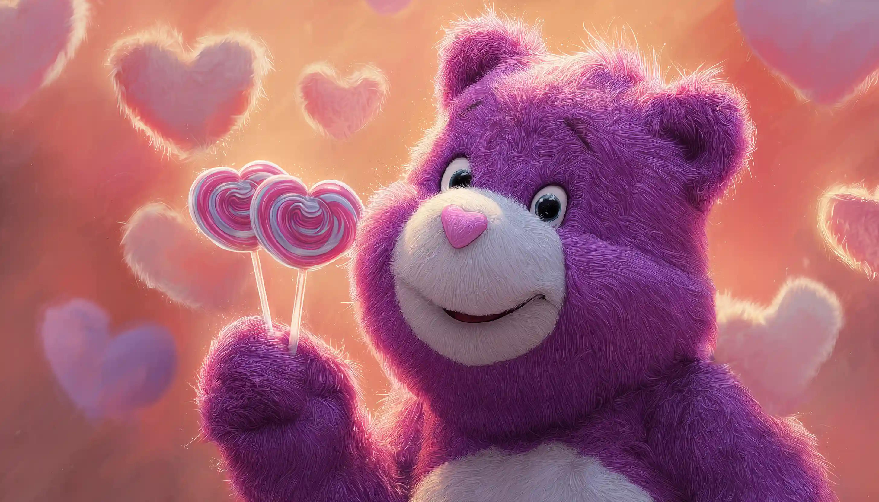 Share Bear Care Bear with heart lollipops teaching empathy and social EQ tips.