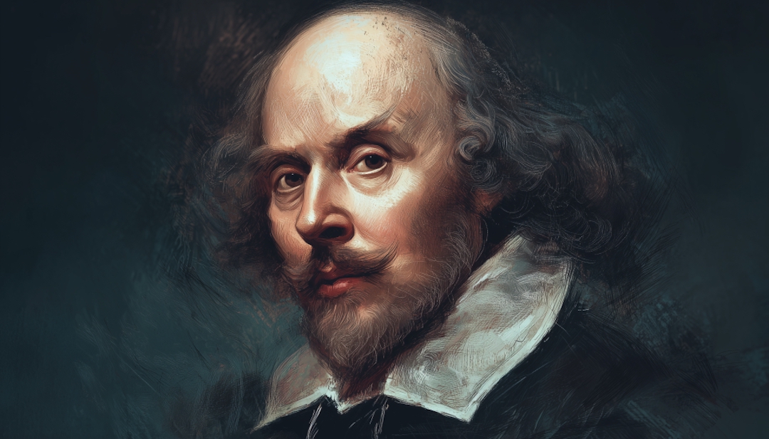 William Shakespeare portrait, English playwright with estimated IQ 210, among world's smartest people.