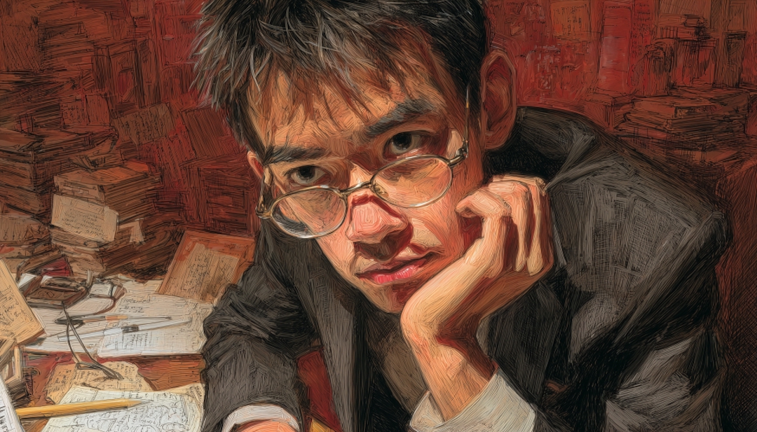 Artistic portrait of Terence Tao, Australian-American mathematician and child prodigy with IQ of 230, among the smartest people in the world.