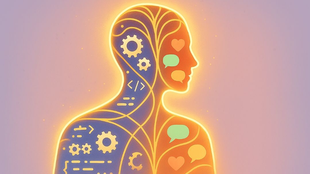 Balanced integration of soft vs hard skills showing technical and emotional intelligence abilities.
