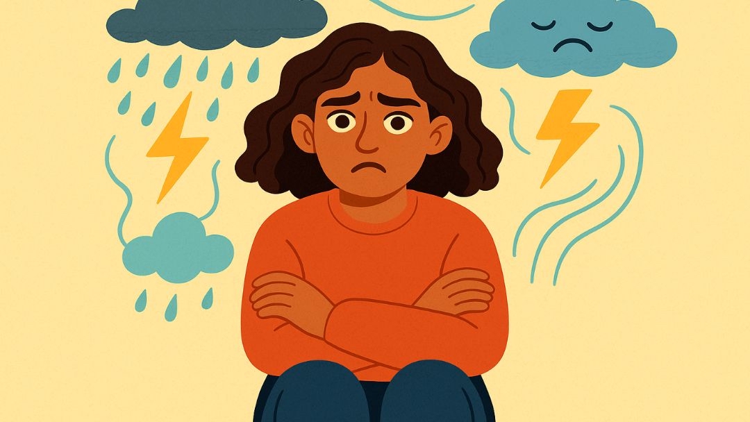 Stress management warning signs illustrated with person experiencing high stress and anxiety.