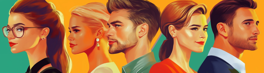 ISFP famous people illustration showing diverse artists and creative personalities.