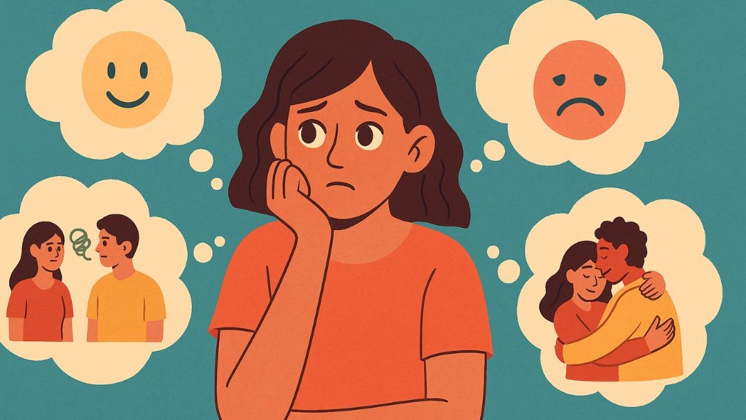 Woman worried about outcomes after telling someone she likes them.