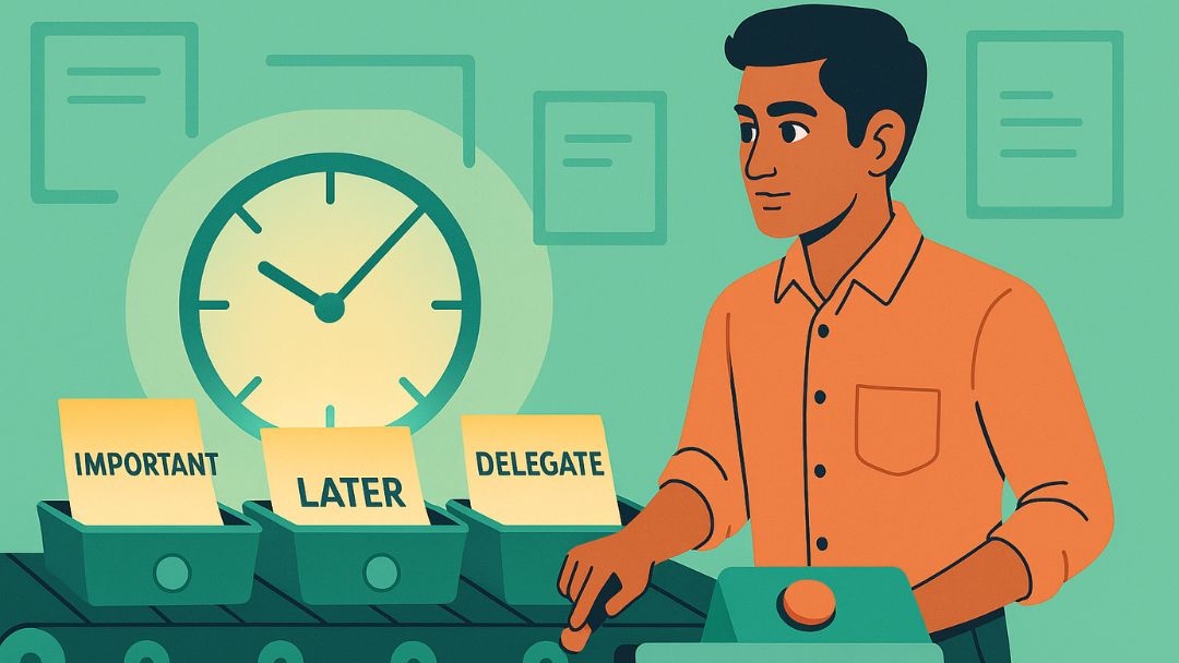 Person using prioritization and time management strategies to reduce stress and organize tasks efficiently.