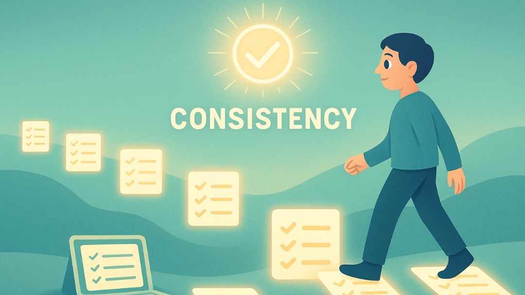 Person building consistent to-do list habit through daily task completion routine.