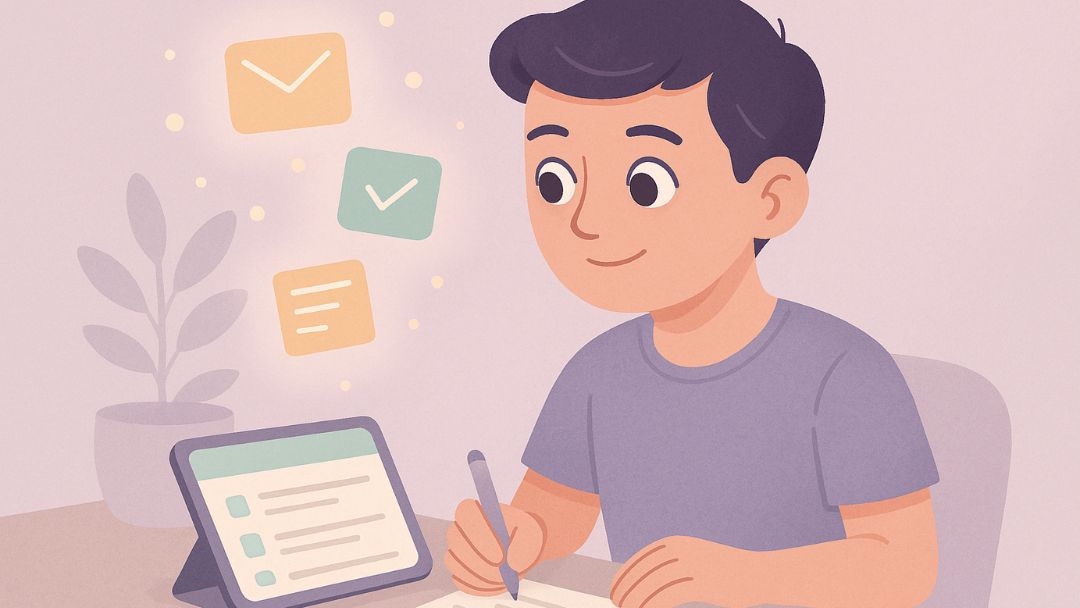 Person creating effective to-do list using digital and paper methods for task management.