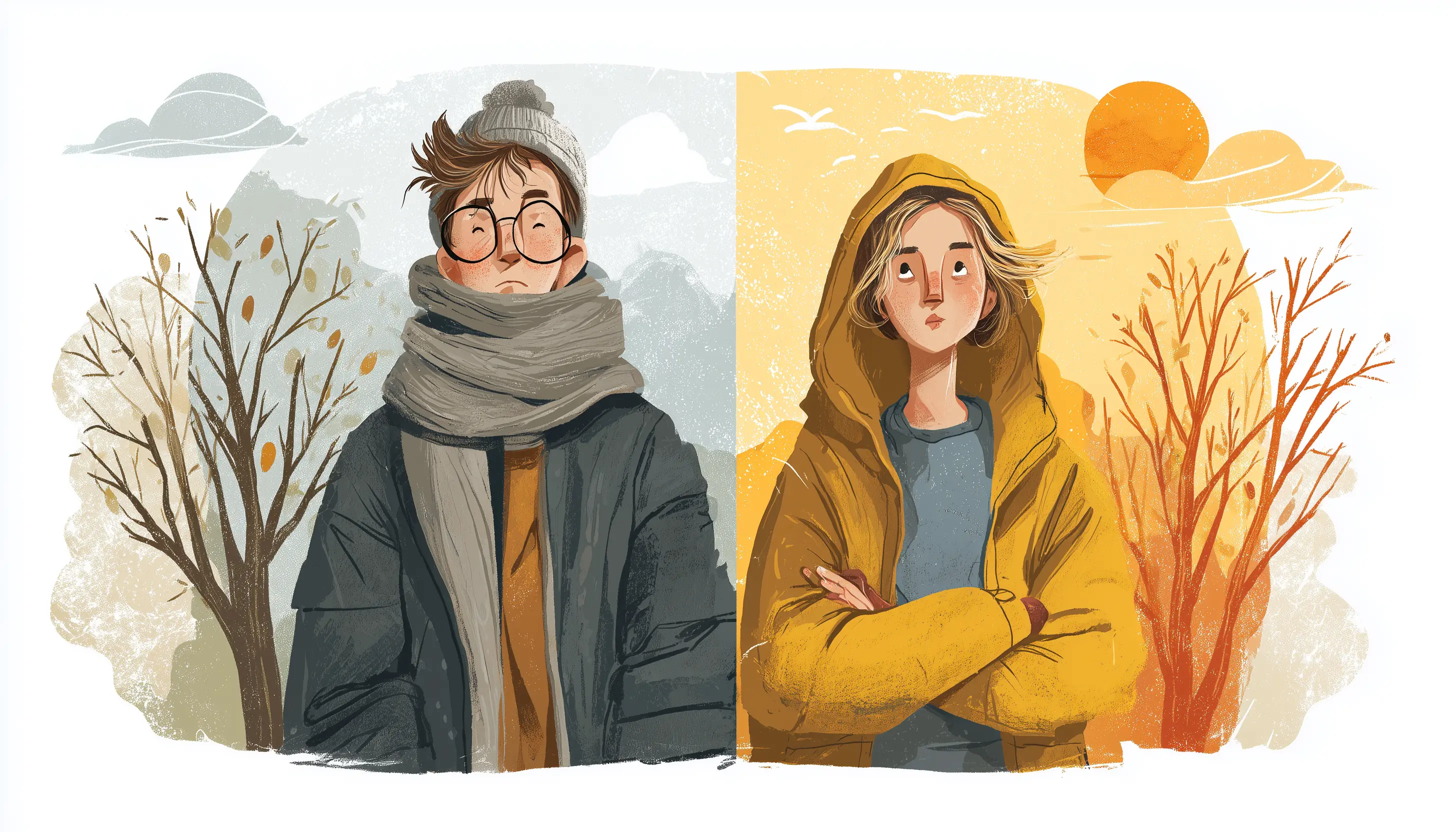 Two people suffering from seasonal depression