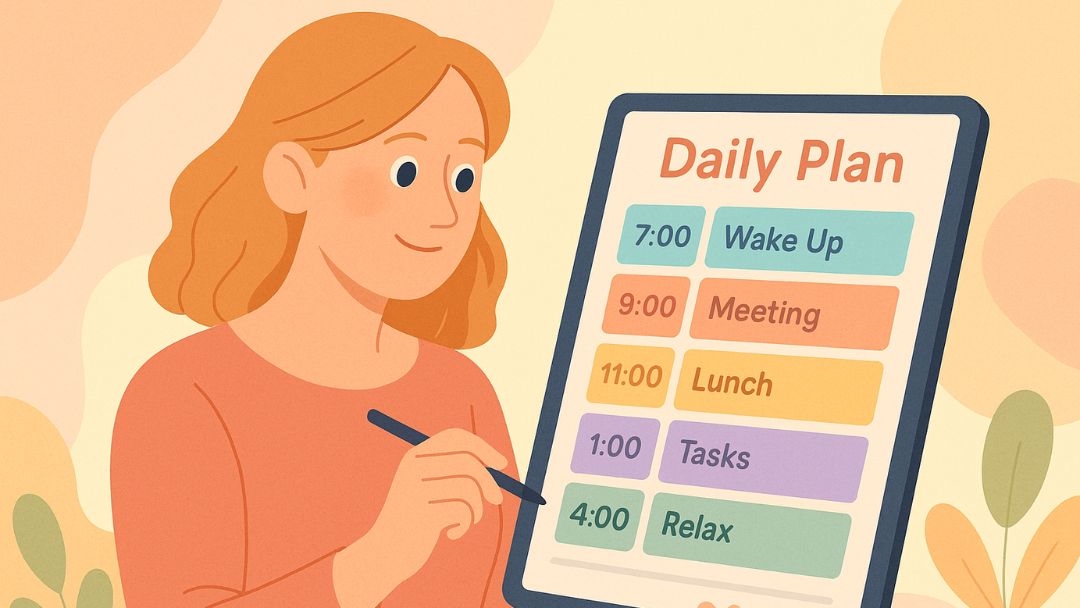 Woman creating daily schedule to leverage type B personality traits for success.