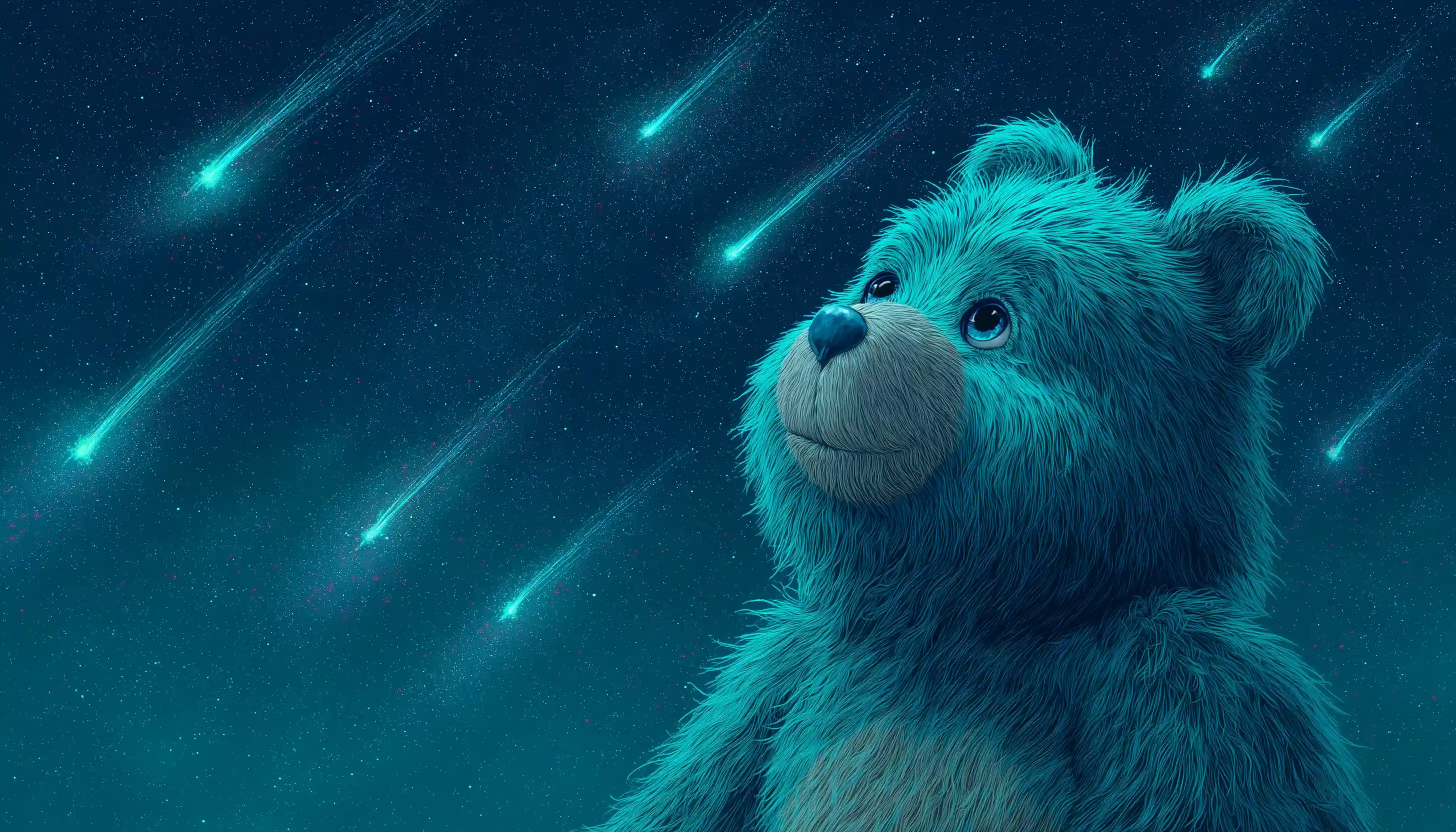 Wish Bear Care Bear under shooting stars teaching goal-setting EQ tips.